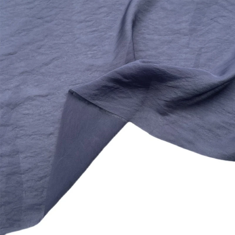 Tkanina Fabric Island, jednolity kolor, półprzezroczysta, ciemnoszaro-niebieska, perłowa, jedwab, len, tencel, tkanina modowa lenowa, Hanfu, styl starożytny