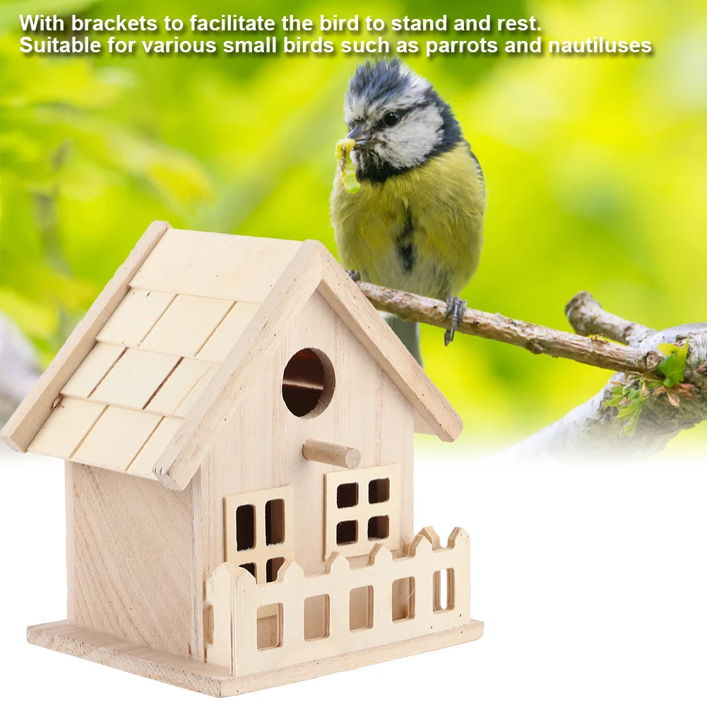 Bird House Bird Nests Hanging Bird House Wooden Bird House Nests Outdoor Hanging Birds Parrots Resting Breeding Box Decoration