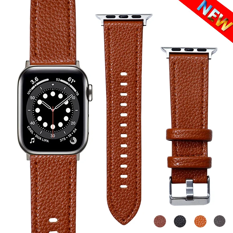 Ремешок кожаный для Apple Watch Band 49 мм 44 мм 45 мм 40 мм 42 мм 38 мм 41 мм, браслет для часов correa IWatch Series 8 7 6 SE 5 4 Ultra
