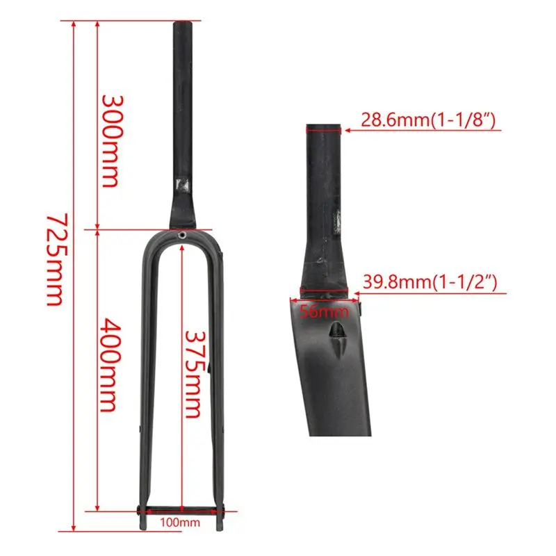 A61P 700C Road Bike Front Fork Full Carbon Fiber Tapered Shape Spinal Canal Cylindrical Disc Brake 700Cx 45mm Fixed Gear Fork
