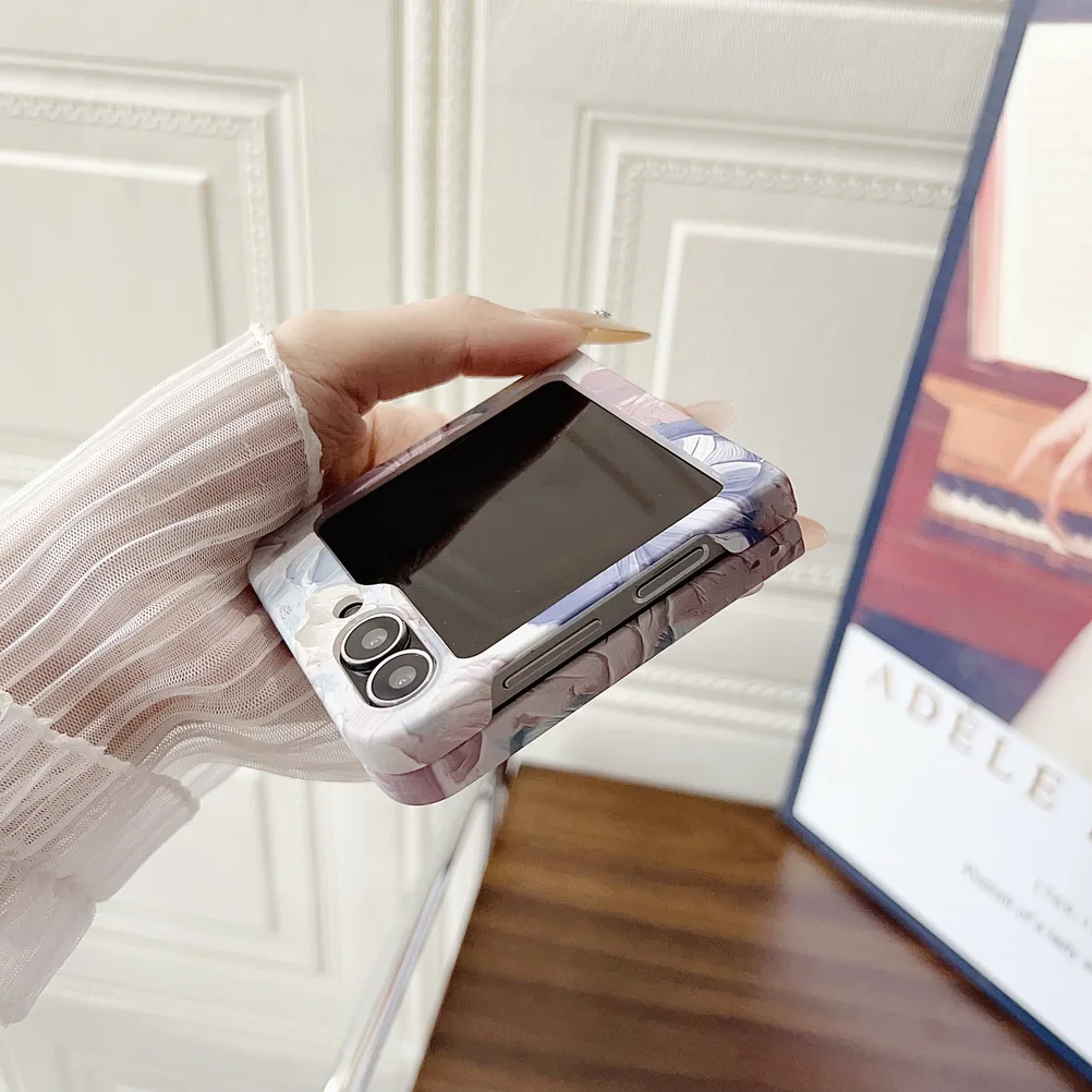 3d colorido efeito em relevo aquarela flor caso de telefone para samsung galaxy z flip 7 6 5 4 3 ultra fino shokcproof proteger capa