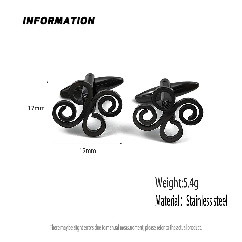 New spiral cufflinks, stylish stainless steel men's shirt cufflinks, retro style suit accessories, suitable for party wear