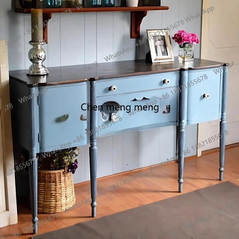 

French retro entrance cabinet, living room storage and dining side, American chest against the wall
