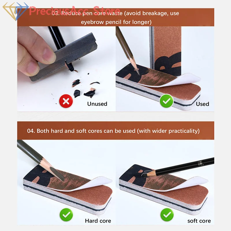 Eyebrow Pencil Sharpener Makeup Grinder Sandpaper Tool for Fine Point Cosmetic Liner Grooming Beauty Kit Home Travel