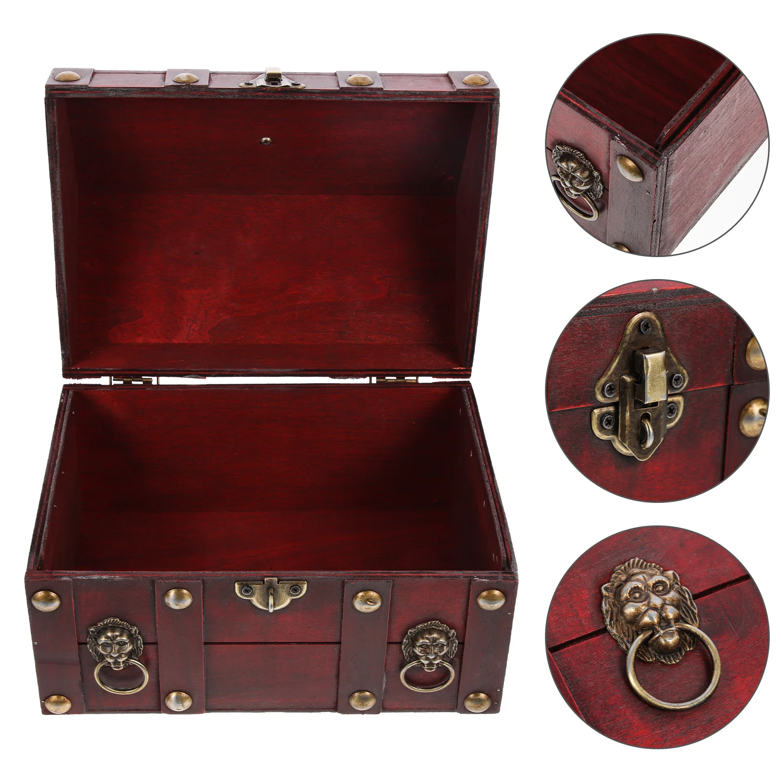 

Treasure Chest Wooden Storage Box Jewelry Organizer Gift Trinket Case Pirate Child