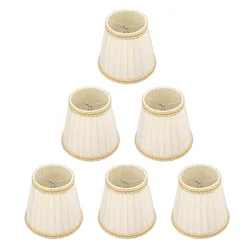 6Pcs piccolo paralume per lampadine E14 Clip di stoffa su paralume a tamburo per lampade da tavolo lampadario lampadine a candela accessori per l'illuminazione