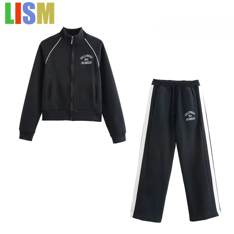 

LISM tracksuit Pants Set Woman Two Pieces Casual Elegant Woman Sets Letter Printing Long Sleeve Jacket Set Sweat Suit Sets