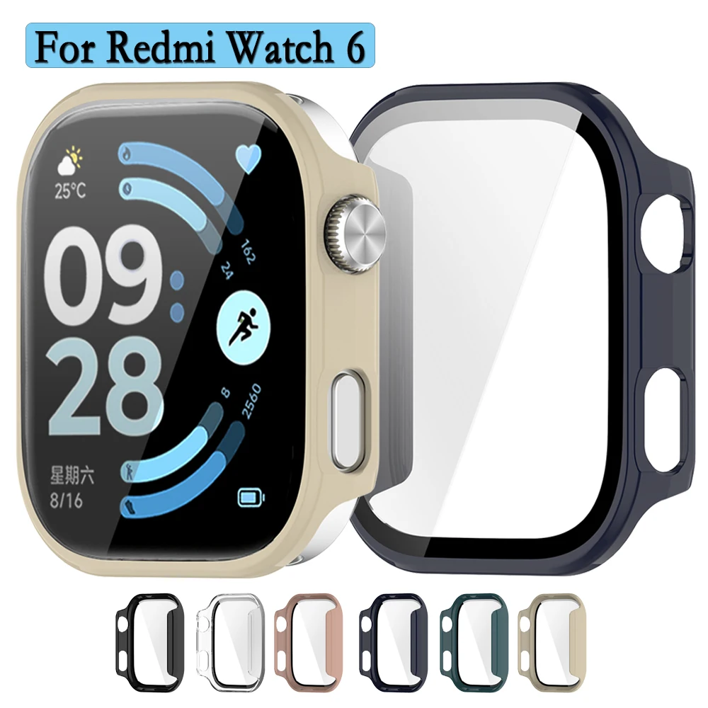 

Для Redmi Watch 6 чехол для часов 2-в-1 защита корпуса ПК жесткий чехол с защитной пленкой из закаленного стекла