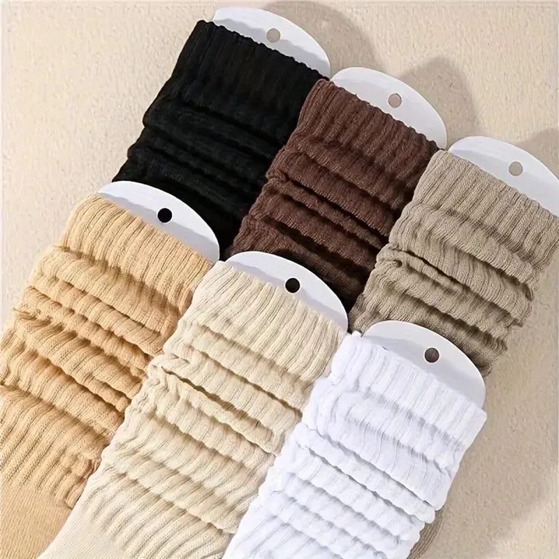 6 Pairs Knit Warm Calf Socks Skin-friendly Winter Leg Warmer Socks Suitable for Women and Girls