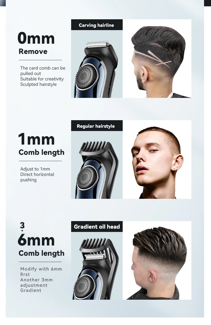 High Quality USB Barber Waterproof Cordless Hair Trimmer Kemei KM-1256 Electric Cordless Professional Hair Clippers