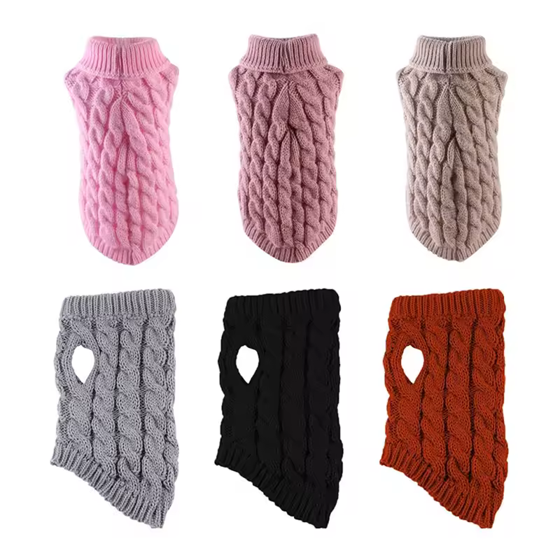 New Pet Small Pet Dog Clothes Sweater Fashion Autumn Winter Solid Fried Dough Twists Knitting Warm Comfort Clothing - Image 3