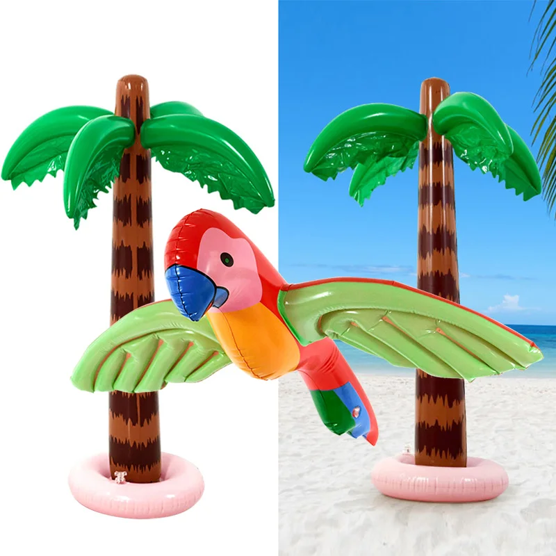 1pc 87cm Hawaiian Inflatable Coconut Tree Balloons Cute Monkey Flamingo Balloon For Summer Beach Wedding Pool Party Decor Globos