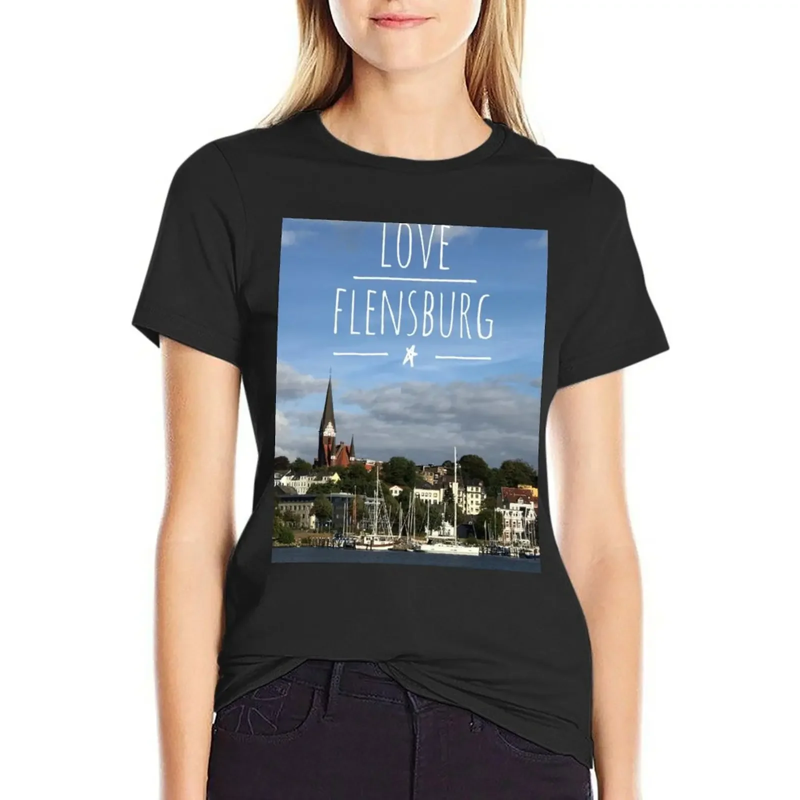 

Love Flensburg Schleswig-Holstein T-Shirt anime clothes vintage cute clothes plain t-shirt dress for Women plus size