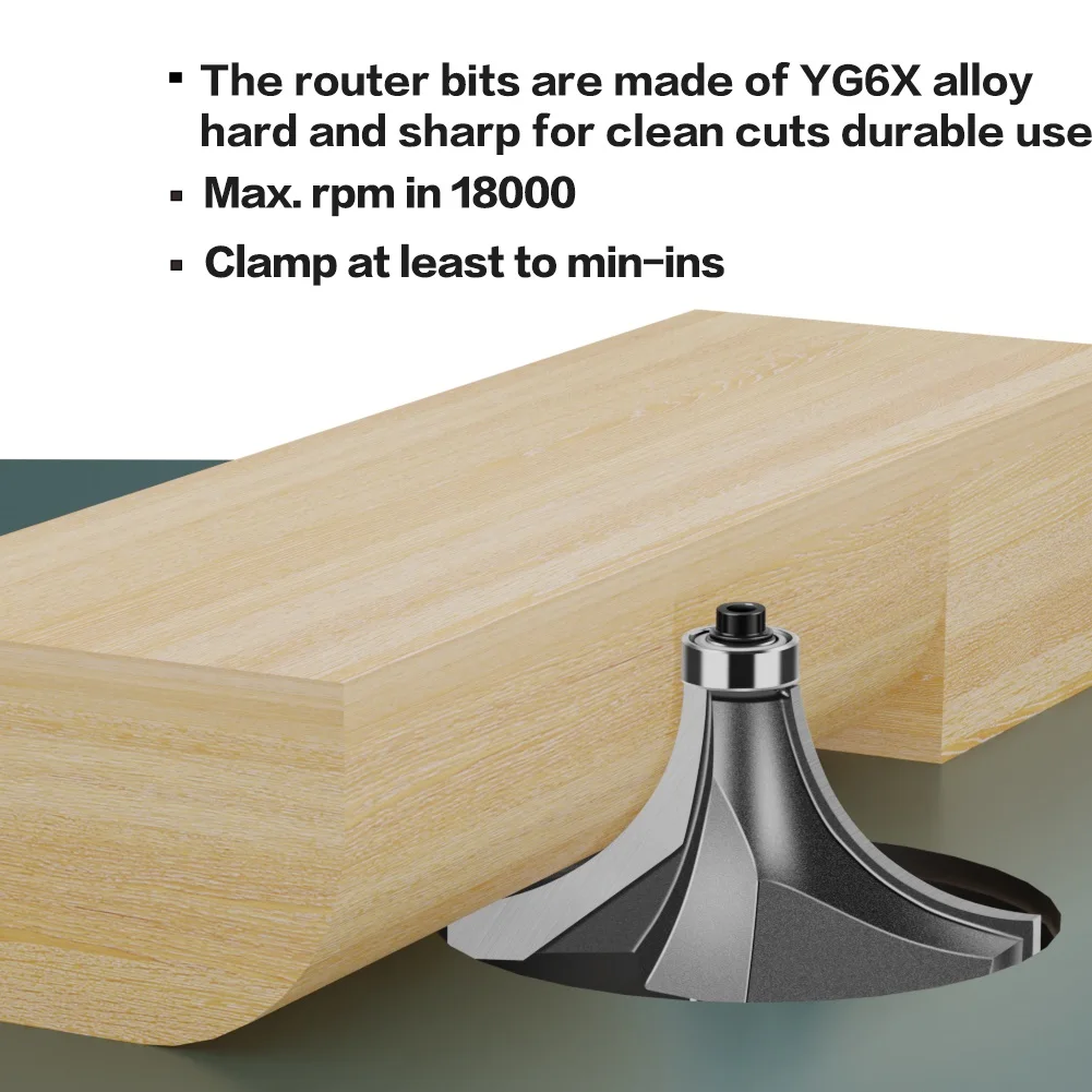 1pc 1/4" 1/2" Shank Woodworking Round Router Bit Woodworking Milling Cutter Slotting Tool Trimming Machine Router Bit