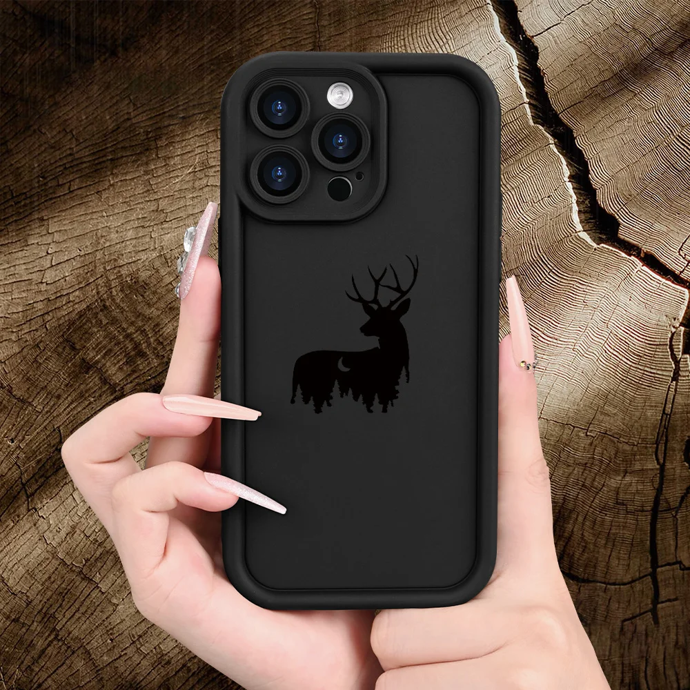 

The moon and the black deer phone case for iPhone 17 16 15 14 13 12 11 Pro/ Max/Plus shock-proof rear cover anti-fingerprint