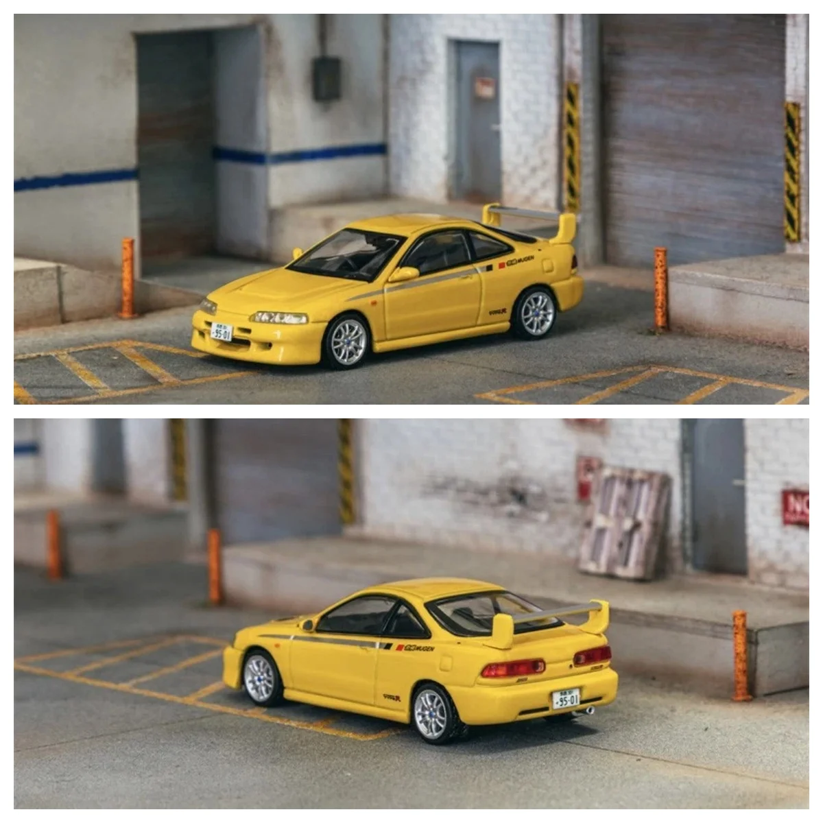 Tarmac Works 1:64 Integra TYPE R DC2 MUGEN Sunlight Yellow Car JDM Diecast Model Car Collection Limited Edition Alloy