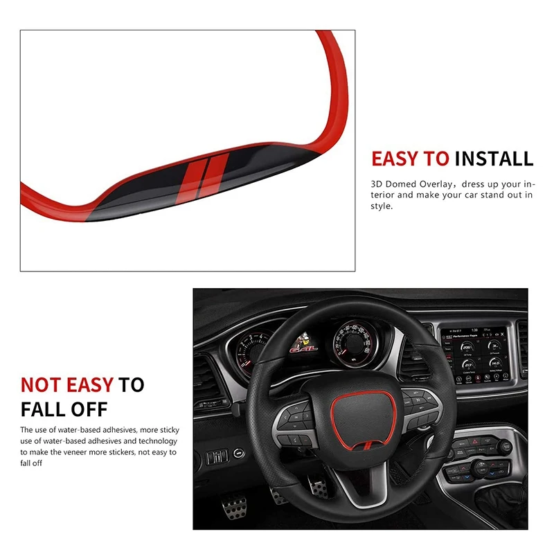 Steering Wheel Trim Cover for Dodge Charger Challenger Accessories 2015-2021 Trim Cover Sticker Interior Accessories