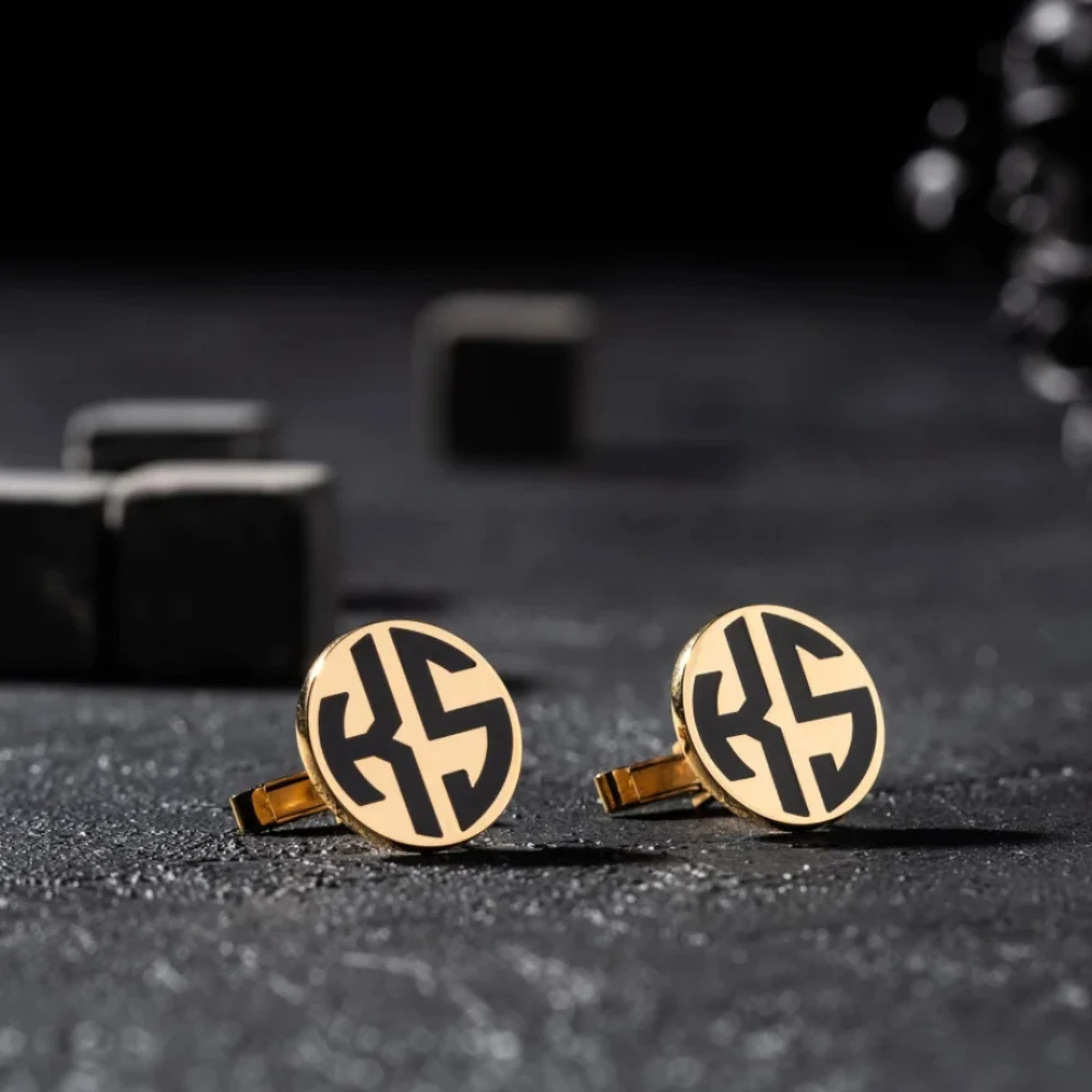 Engraved Inscription Emblem Cufflinks Elegant Men's Accessories Unique Customized Gifts Perfect Gift