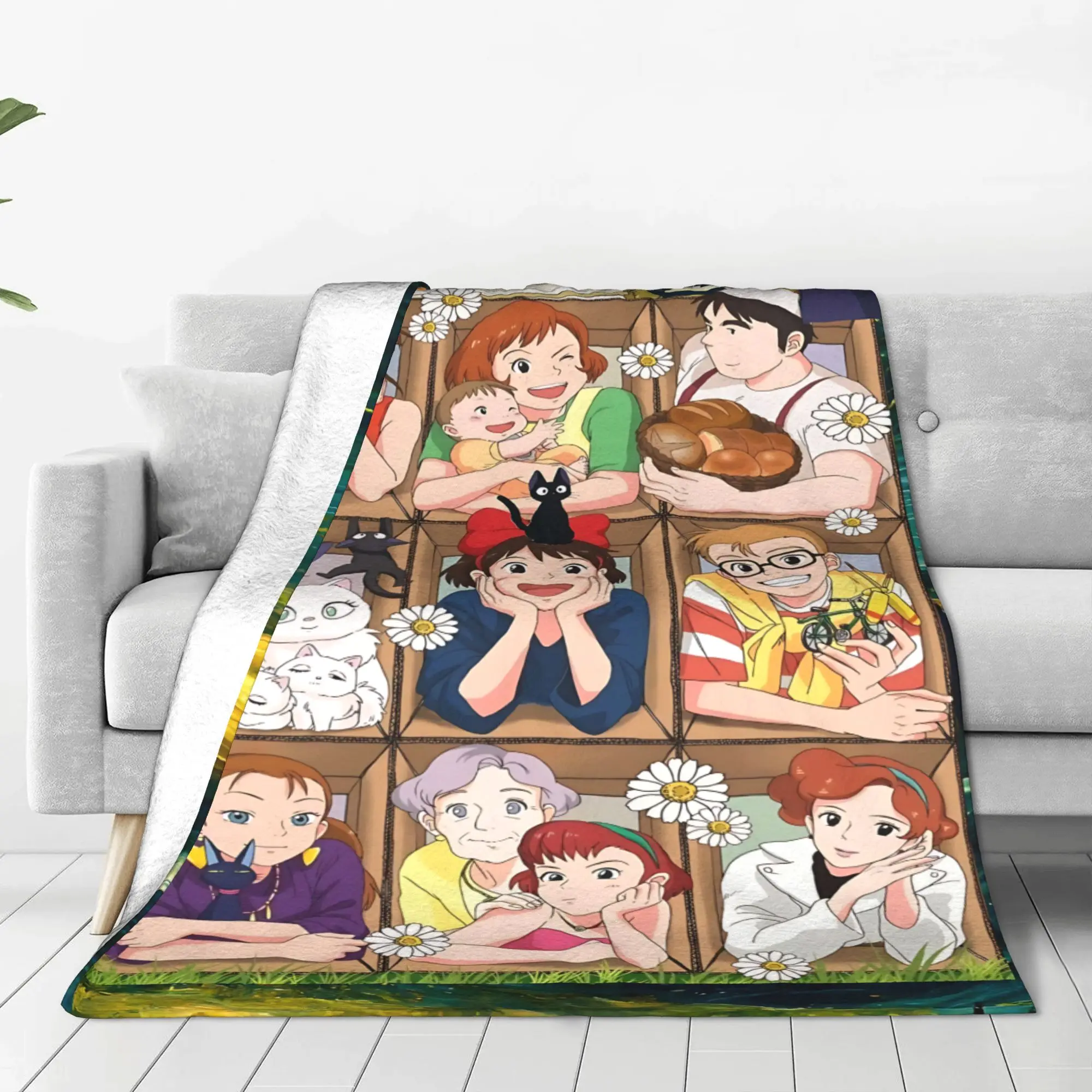 1PC home Cutecore Anime Kikis Delivery Services  Blanket Super Cosy Plush Home Living Room Sofa halloween