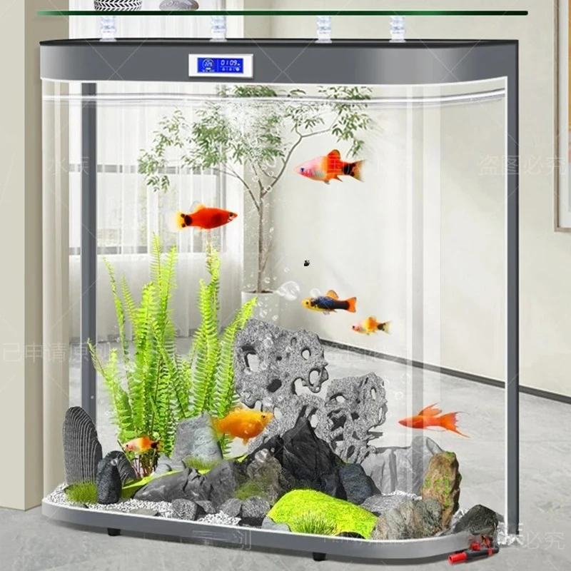 

Hot Bend Glass Fish Tank Aquarium Floor Ecological Fish Globe Lazy Automatic Loop Filtering
