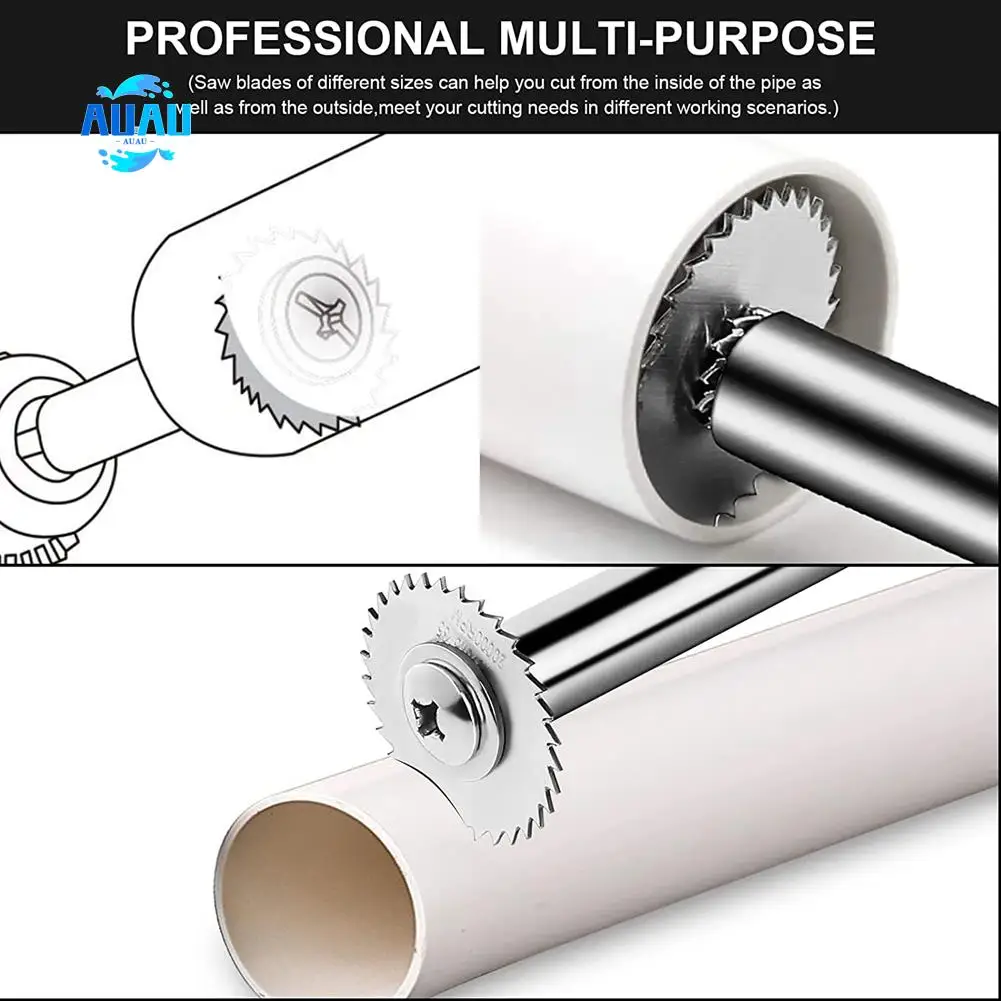 

AUAU-Steel Pipe Cutter With 1/4Inch Hex Shank, Plumbing Inside Cutter Internal Pipe Cutter 5Pcs Saw Blades