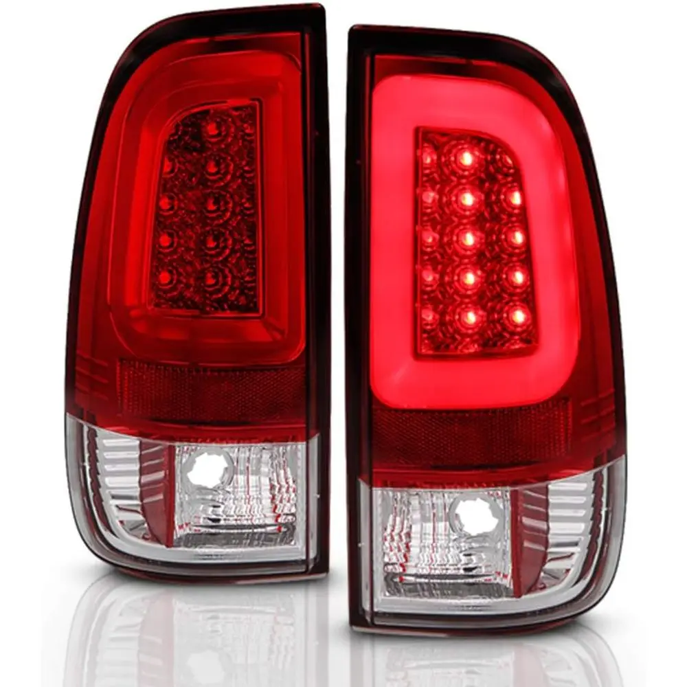 

- For 1997-2003 Ford F150 1999-2007 F250 F350 F450 Super Duty Red Clear LED Tube Tail Lights Brake Lamps Pair Set