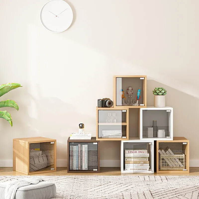 

-Free Combination Grid Cabinet, Household Simple Bookshelf, Children's Floor Standing Glass Door, Small Cabinet