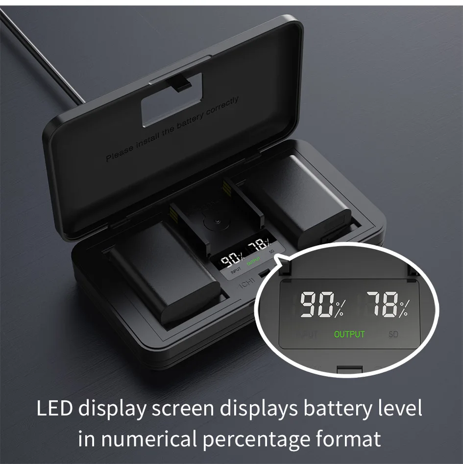 NP-FW50 Battery Dual Charger, with SD Card Reading for Sony ZV-E10, Alpha a6500, a6300, a6000, a7s, a7, a7s ii, a7s, a5100 etc