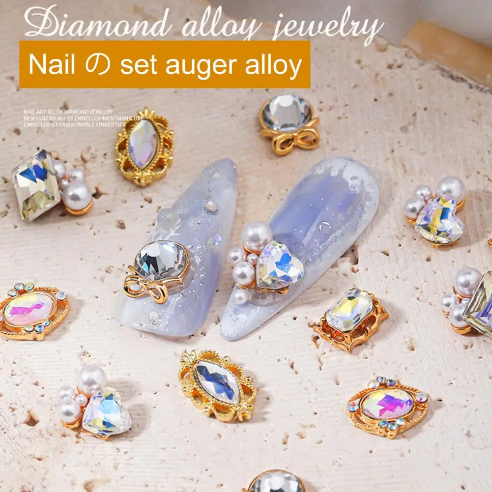 10Pcs Nail Rhinestone Shining 3D High Gloss Glitter DIY Palace Style Nail Art Accessories Manicure Charm Nail Salon Supply