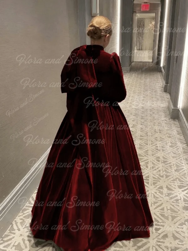 여자아이 파티 드레스 에메랄드 벨벳 플라워 걸 드레스 웨딩용 어린이 하이웨이스트 벌룬 소매 성찬식 무대 의상 맞춤 제작