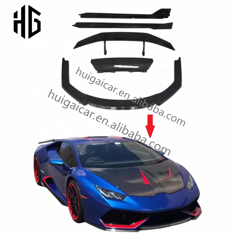 

Vors Style Carbon Fiber Auto Front Bumper Lip Side Skirts Exterior Parts for Huracan Lp610 Lp580 P Style Rear Wing Spoilers Kit