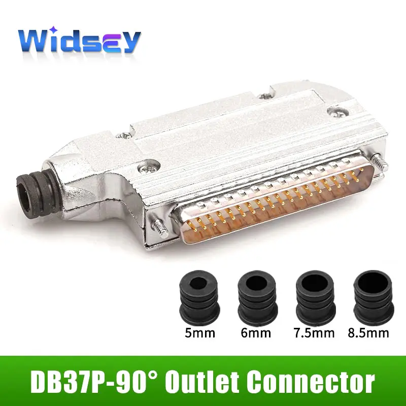 DB37 90 Degree Elbow Housing Connector Industrial Grade Metal DB 37 Pin Male Female Connector 37Pin Gold-plating Outlet Plug