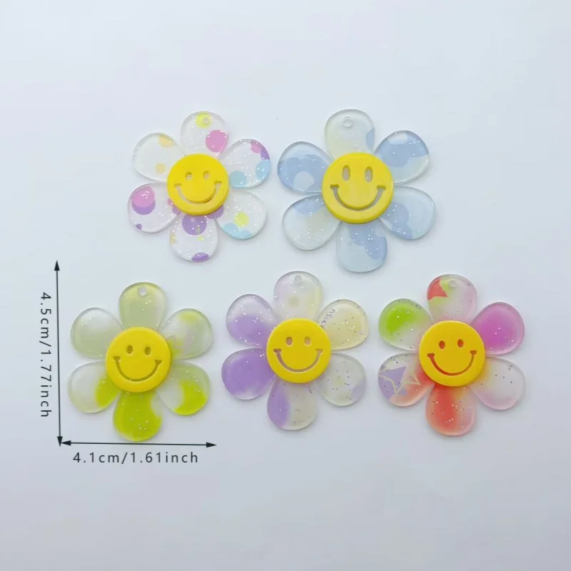 10pcs Acrylic multi-color transparent sunflower pendant pendant material DIY jewelry accessories package hanging keychain batch