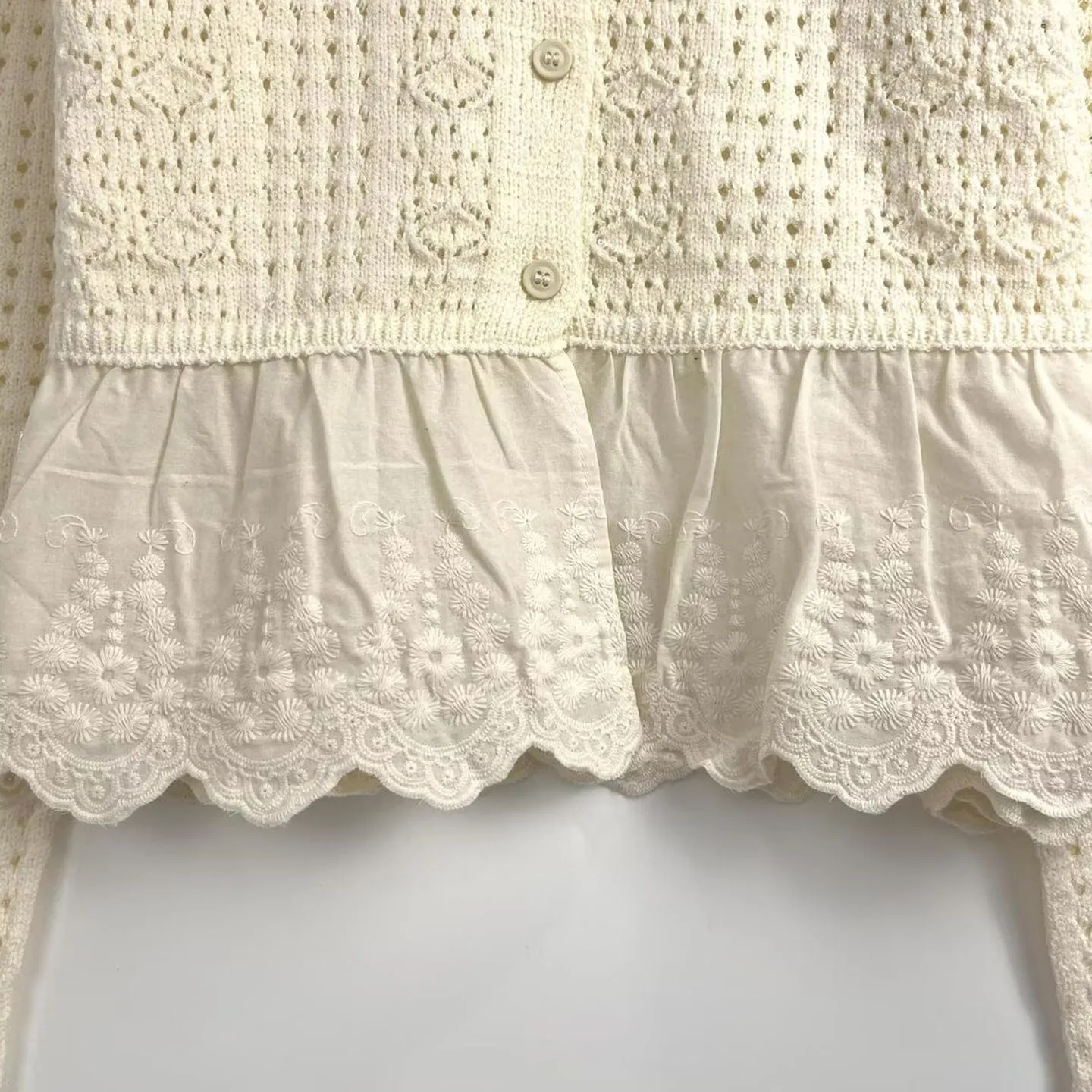 Ele Hollow out Splicing Knitted Open Cardigan for Women Casual Sle Z Brand 2025 Autumn New Arrival 9503