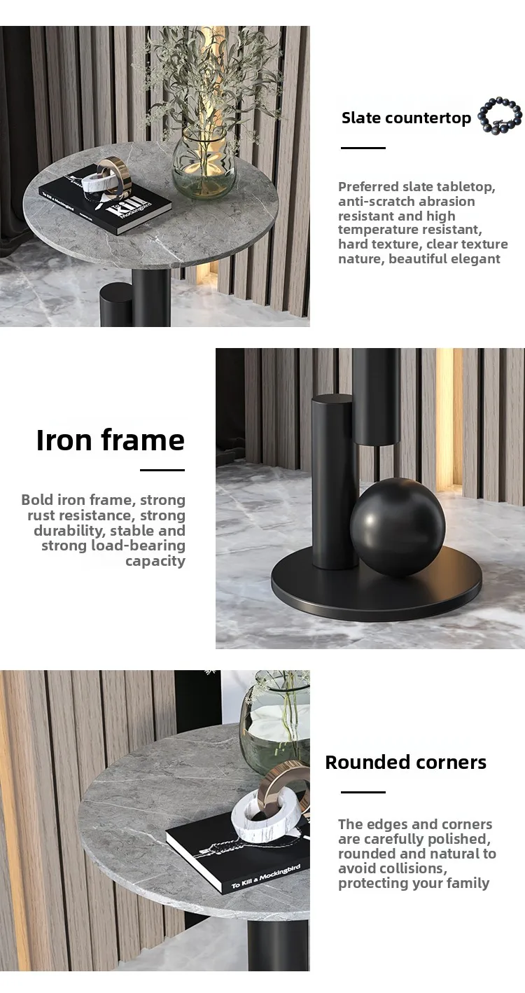 Living room sofa side table balcony small round table Internet celebrity bedside cabinet creative rock slab small side table