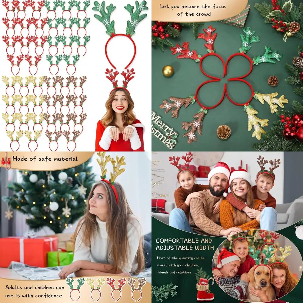 

Glitter Snowflake Reindeer Antlers Headband Bulk Pack of 100 for Costume Parties and Holiday Celebrations