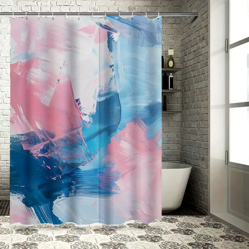 

Креативный декор для ванной комнаты, занавеска для душа, водонепроницаемая ткань, розовый, синий, белый, художественный узор, занавески для ванной, аксессуары для дома, современные