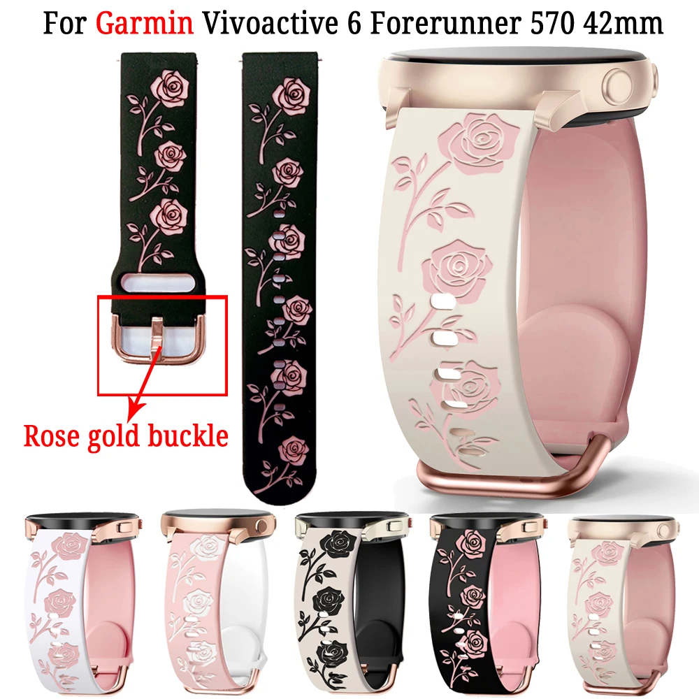 20mm Watch Strap Woman Wristband For Garmin Vivoactive 6 5 3 Venu 2 Plus/ Venu Sq 2/SQ Forerunner 570 42mm 165 645 245 Watchband
