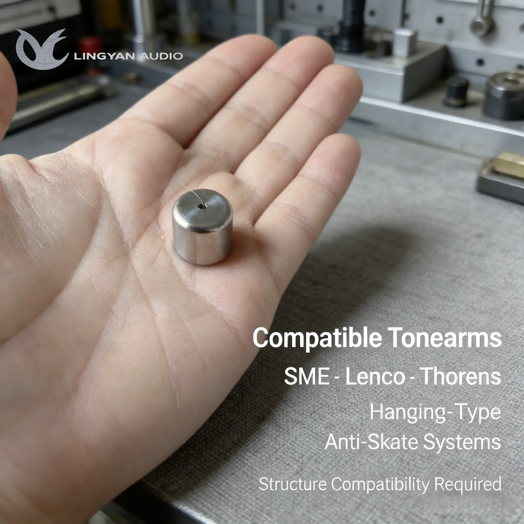 Precision Hanging Anti-Skate Counterweight 2.6g, Machined Stainless Steel Tonearm Adjustment Weight