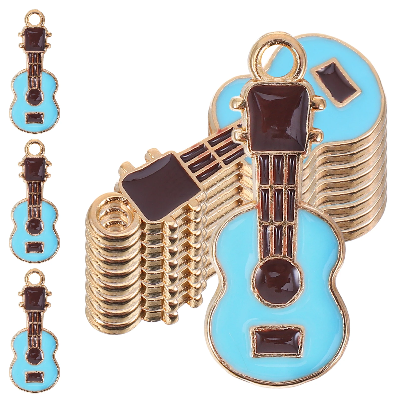 

20 Pcs Guitar Charms Jewelry Making Supplies Cute Instrument Accessories Metal Craft Bulk Necklace DIY Projects