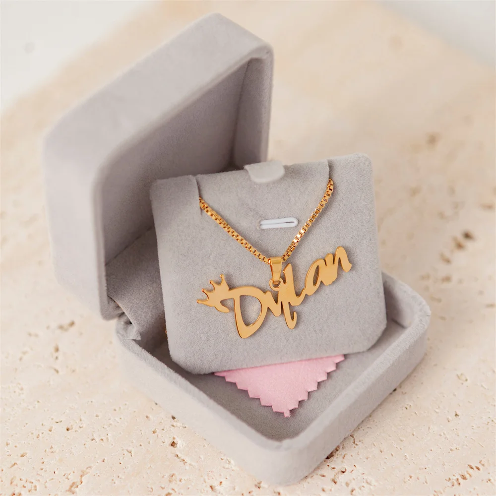 

VishowCo Personalized Heart Name Necklace With Box Chain Stainless Steel Gold Name Pendant Necklaces Jewelry Gift For Women