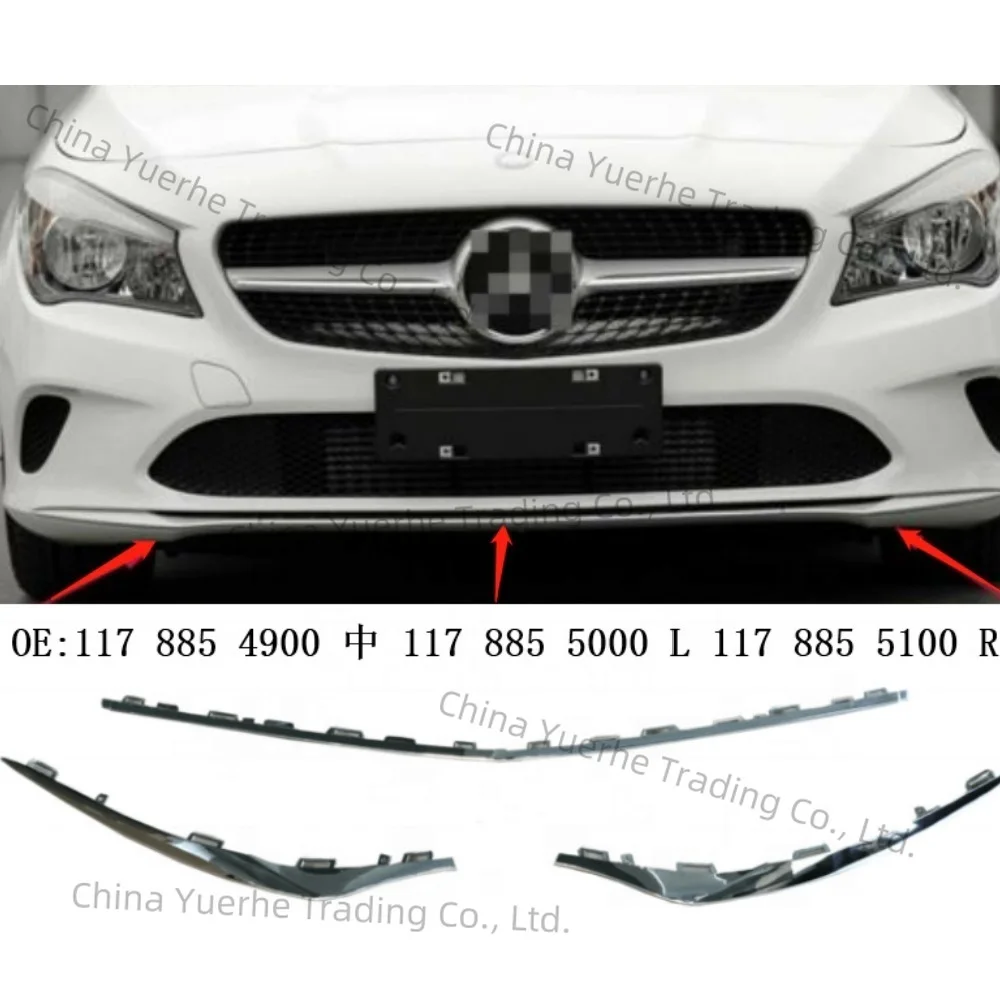 

3 шт., хромированная декоративная полоса переднего бампера для Mercedes Benz CLA-Class W117 A1178854900 5000 5100