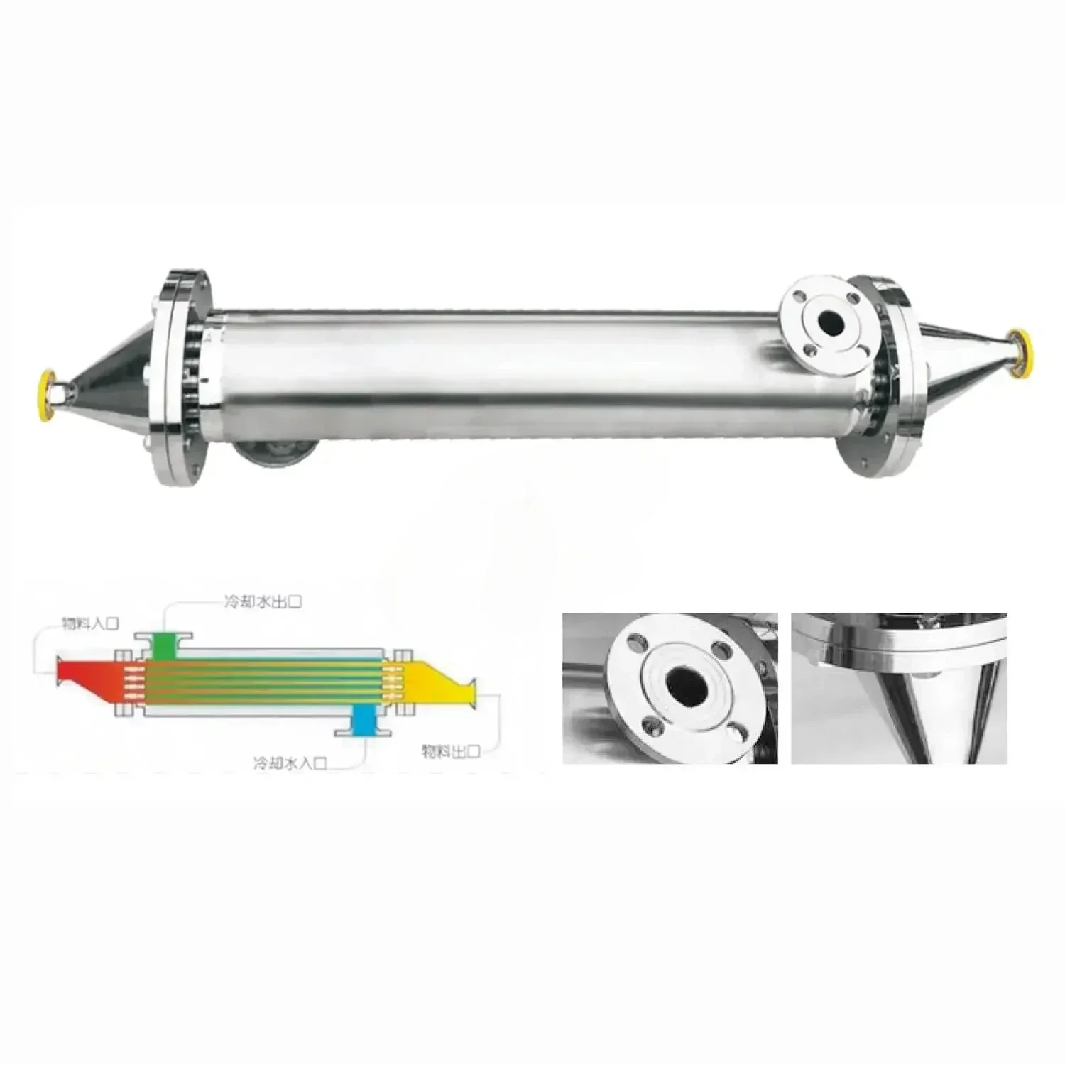 For SS316L Stainless Steel Sanitary Double Tube Plate Heat Exchanger