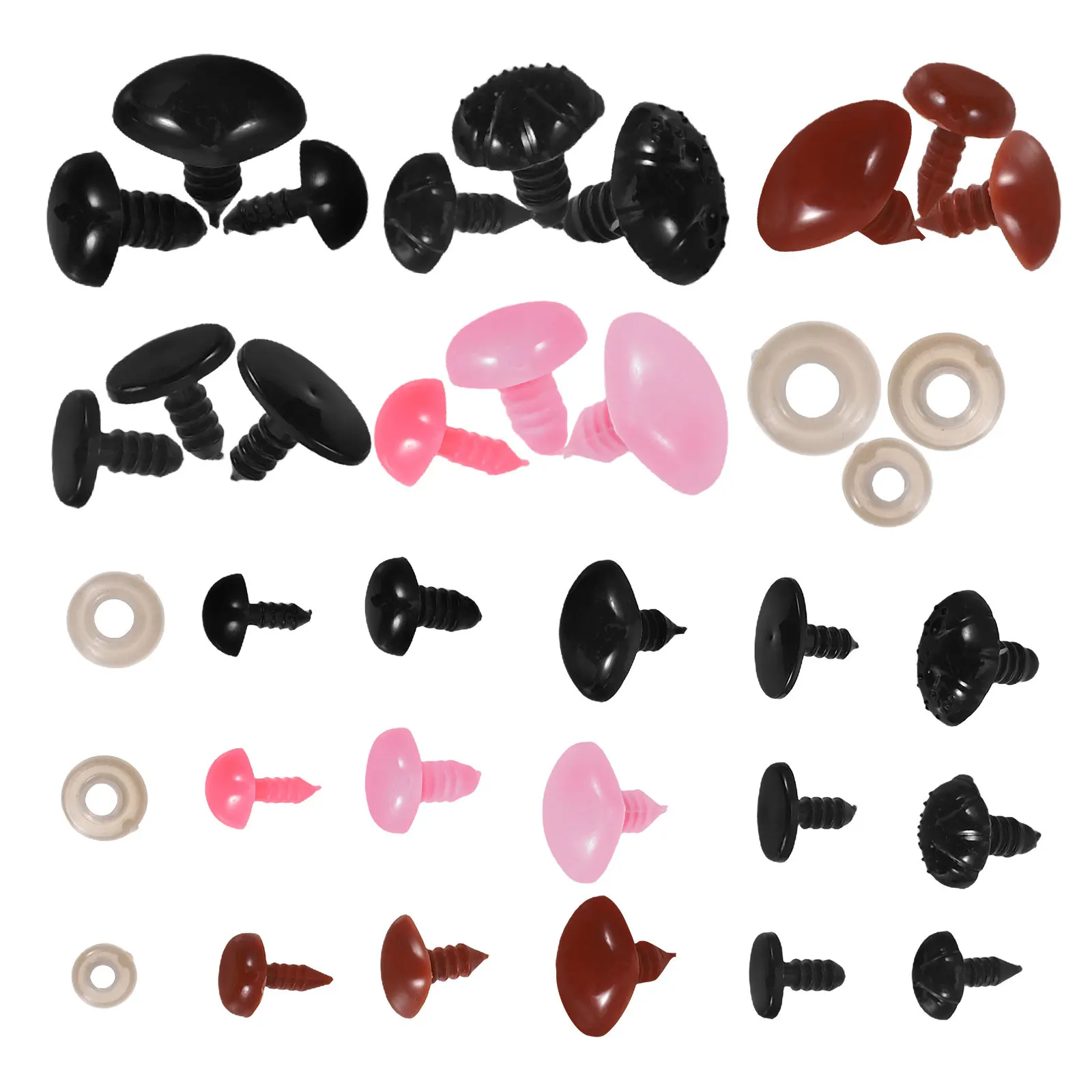 

150Pcs Plastic Safety Nose with Washers for Crochet Bears Stuffed Animals DIY Craft Projects Brown Nose for Animal