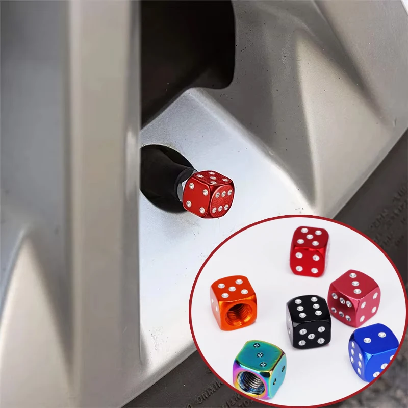 

8PCS Multi-colour Dice Tyre Valve Cap Universal Car Motorbike Bicycle Aluminium Alloy Dazzle Valve Dust Cover Auto Accessories