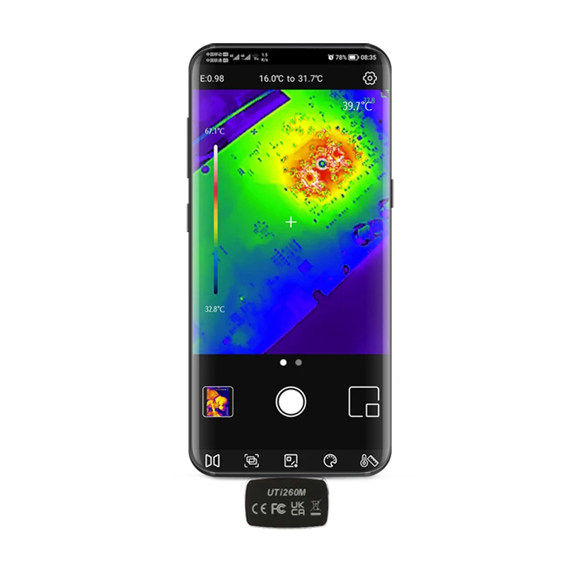 UNI-T UTI260M Mobile Thermal Camera for Android Phone 25Hz Industrial Inspection Heat Loss Detection Infrared Thermal Imager