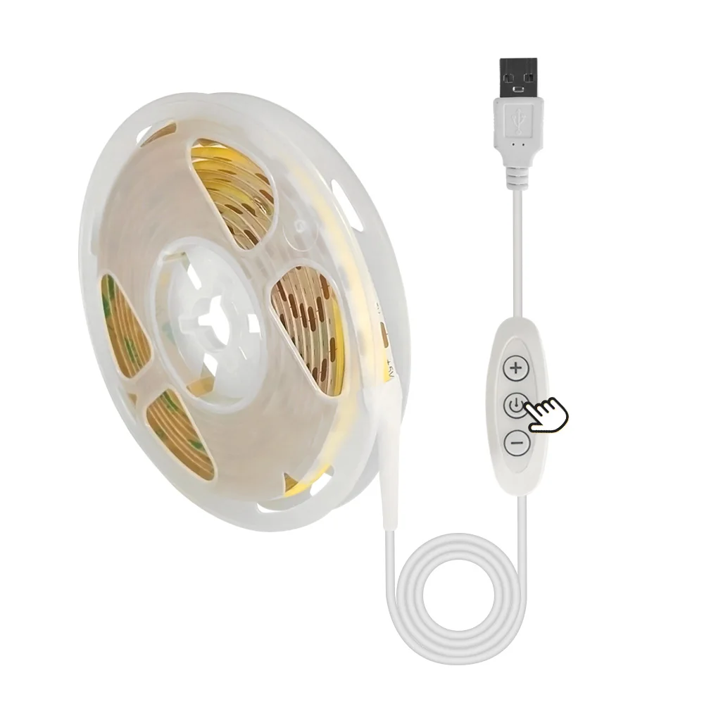 4mm 5V USB COB LED Strip Light USB15cm 150cm Warm Cool White For Bedroom DIY Decor Flexible Lighting Direct Connection Dimmer