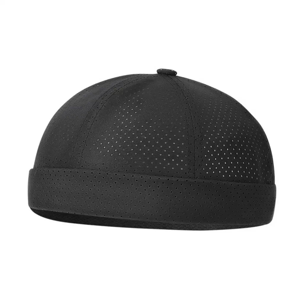 Ciepła Oddychająca Czapka Skullcap Unisex z Elastycznymi Panelami, Czapka Docker, Streetwearowa Czapka Dome, Czapki Hip Hop, Regulowane Wiosenne Czapki Bez Daszka z Siatką