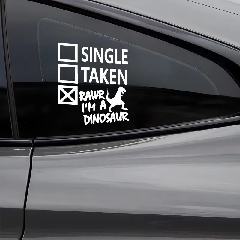 1Pc Funny Dinosaur Text Vinyl Sticker Waterproof Decal for Car Window Bumper DIY Humor Decor