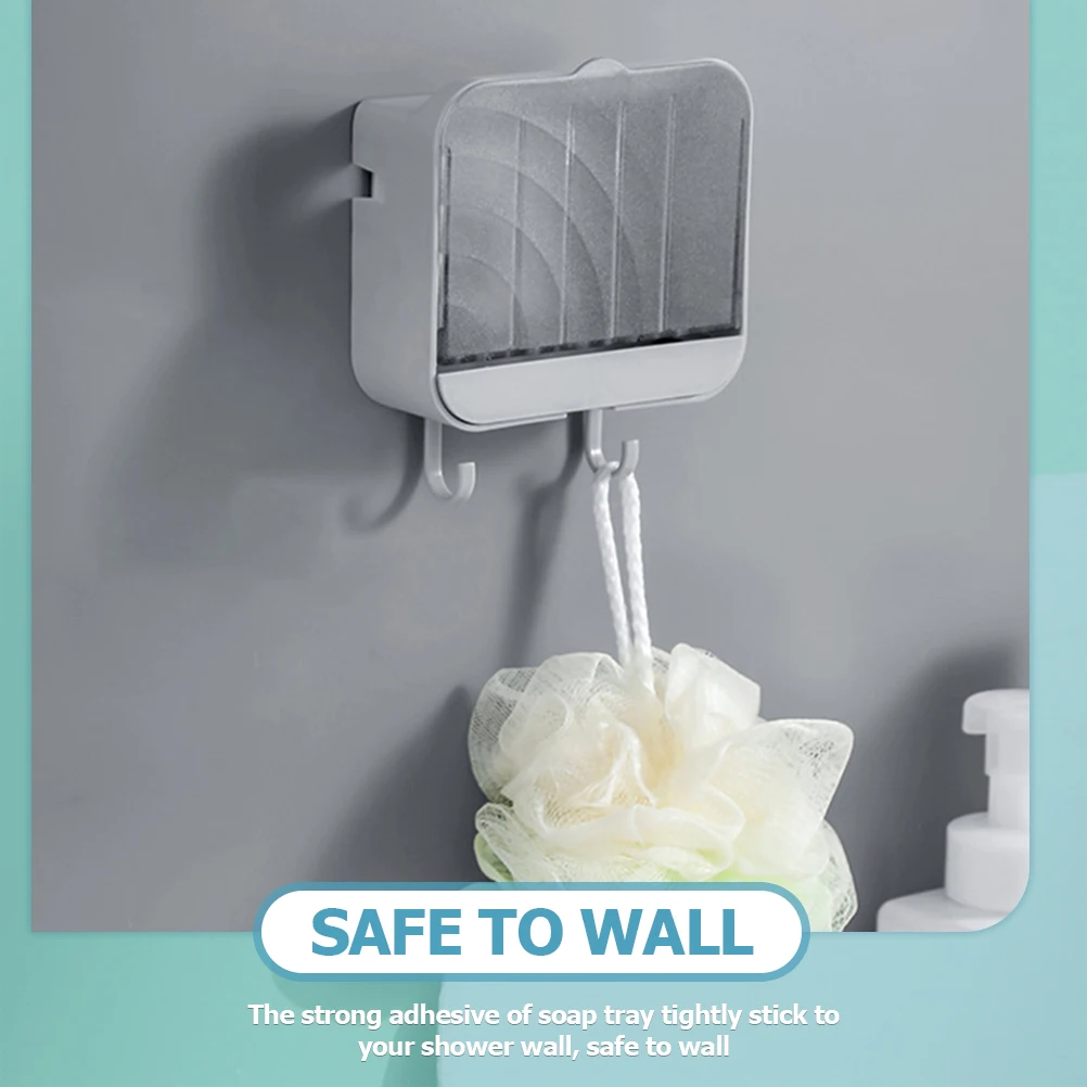 

2pcs WallMounted SoapHolder Plastic ShowerKitchen Bath Tray Sucker Rack Hanging Waterproof Hooks PortableSoapBox